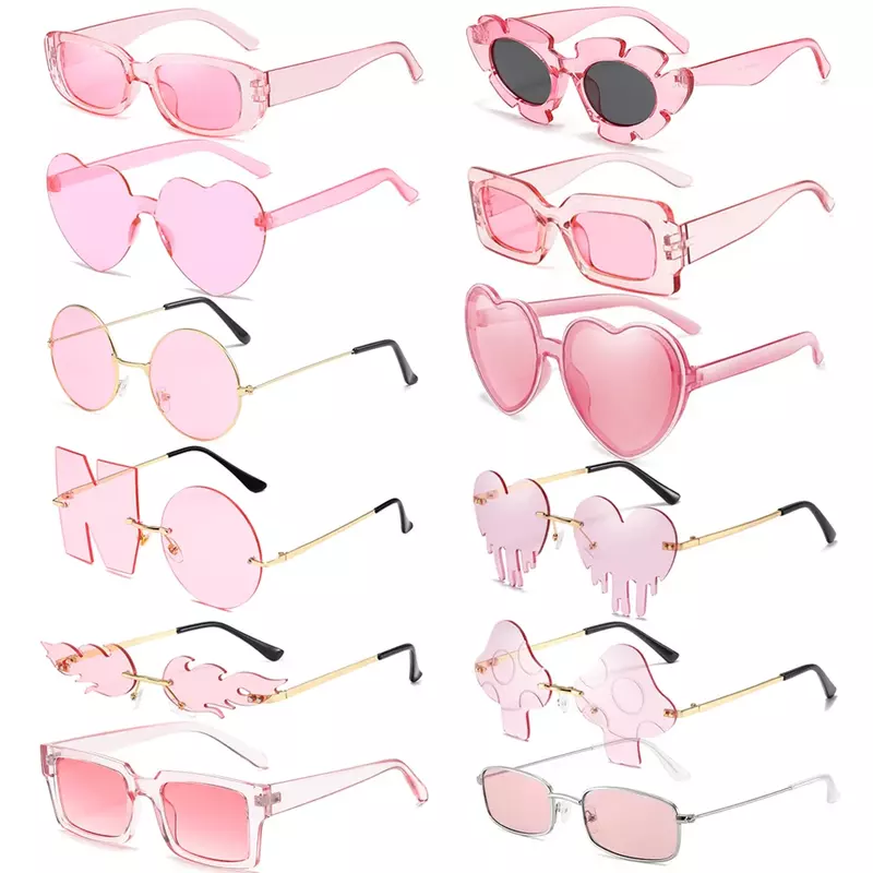 جميل الوردي اللون القلب مربع النظارات الشمسية هلام اللون نظارات الشمس UV400 حماية ظلال الصيف الطرف الديكور النساء نظارات