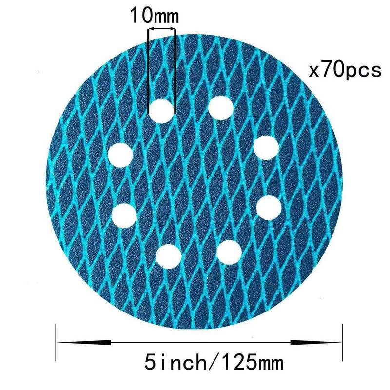 أقراص الصنفرة المضادة للانسداد ، سنفرة مدارية للخطاف والحلقة ، 5 "، 8 ثقب ، حصى ، 70 ks