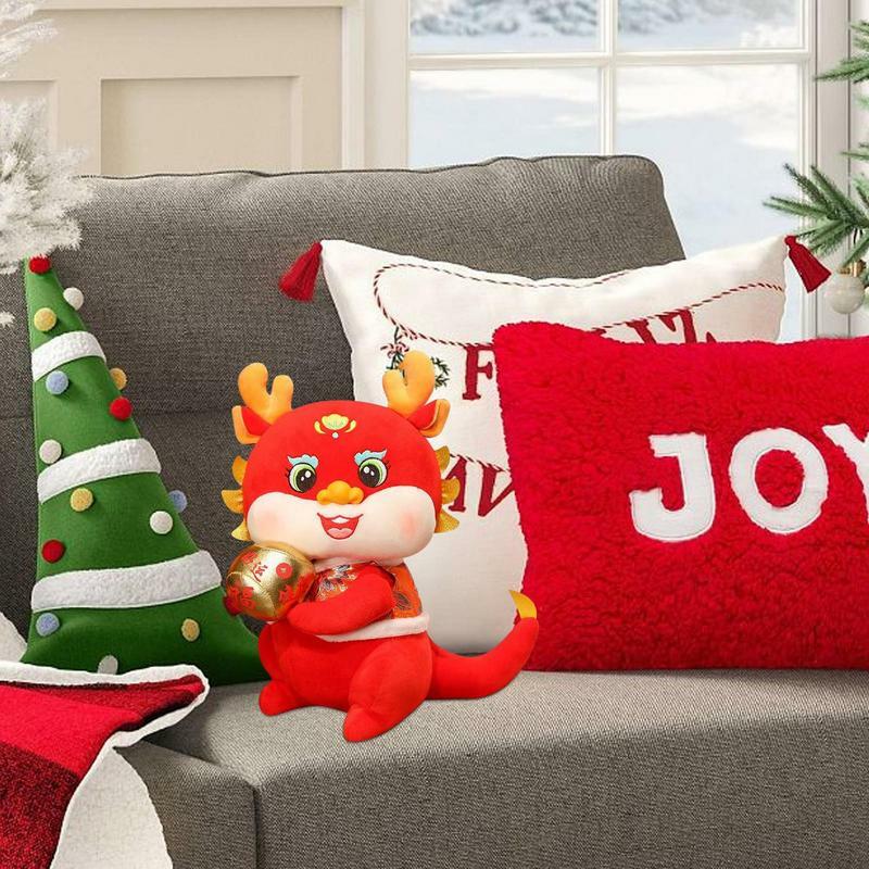 لعبة تنين البروج القطيفة ، تنين البروج ، حيوان محظوظ رائعتين ، أحمر ، هدايا عيد الميلاد ، هدايا حفلة عيد الميلاد