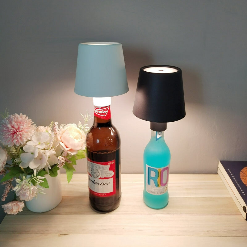 مصباح زجاجة بسيطة يمكن المحمول الإبداعية المحمولة شحن المحمولة تخزين بار مطعم جو ضوء النبيذ رئيس مصباح الليل