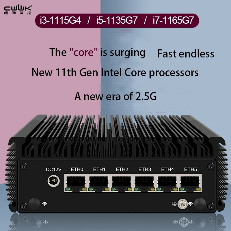 الجيل 11th I5-1135G7/I7-1165G7 مصغرة 6-Port 2.5G لينة راوتر/ليد الظاهري آلة Esxi تمر من خلال