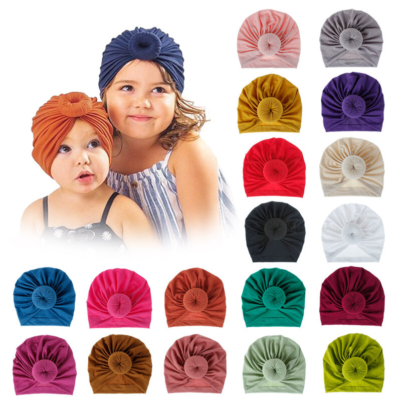 قبعة أطفال بدون سحاب دونات ، قماش قطن رايون منسوج ، 18 لونًا