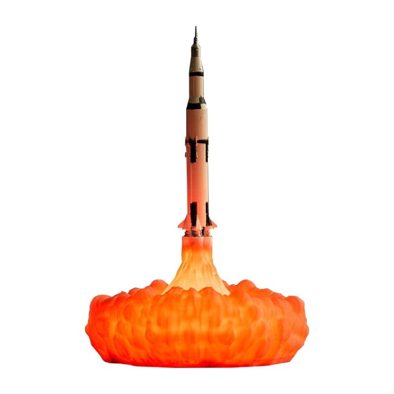 طباعة ثلاثية الأبعاد USB قابلة للشحن مصباح صاروخي مصباح ليلي لعشاق الفضاء ضوء الليل