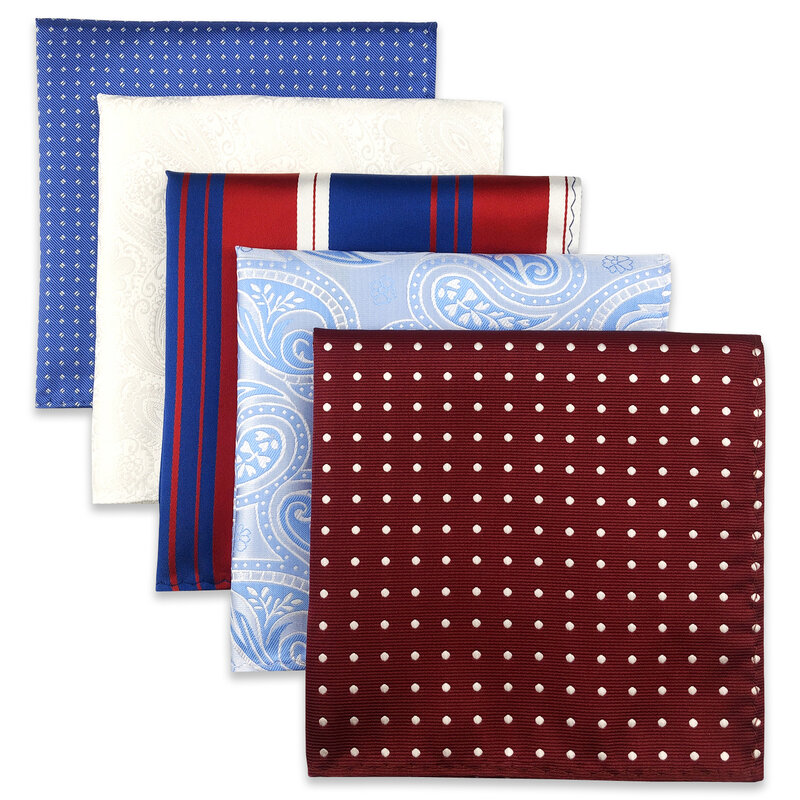 5 قطع متنوعة رجالي جيب مربع الحرير منديل مجموعة ملونة كبيرة الاكسسوارات هدية حفلة
