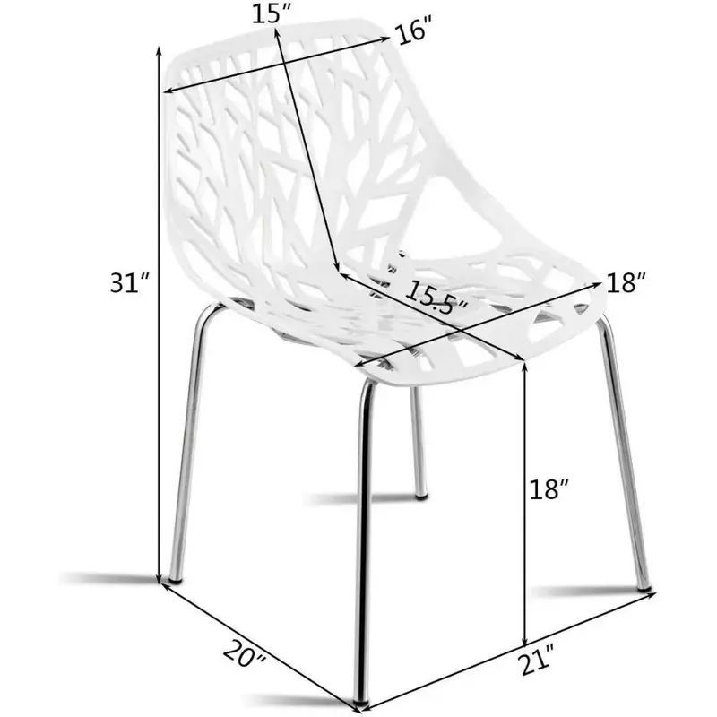 كراسي طعام حديثة مع وسادات أقدام بلاستيكية ، كرسي قابل للتكديس ، أثاث على الطراز الهندسي ، كراسي جانبية ، مجموعة من 6 كراسي