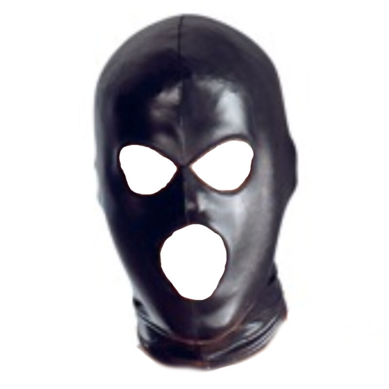قناع لاتكس بمظهر رطب شفاط تأثيري ، أغطية رأس القراصنة من الجلد الأسود ، غطاء 3 فتحات ، قناع وجه للعبة CS ، كرنفال هالوين