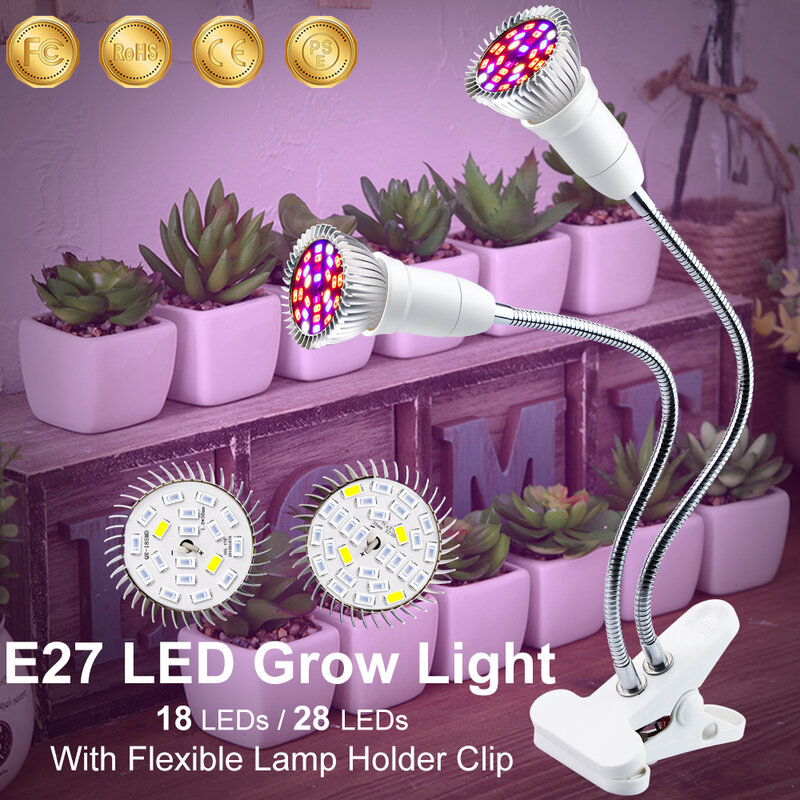 شاشة ليد بطيف كامل تنمو ضوء أوسب Phytolamp للنباتات E27 LED مصباح الأشعة فوق البنفسجية 18 واط 28 واط داخلي شتلات بذور زهرة تزايد LED أضواء