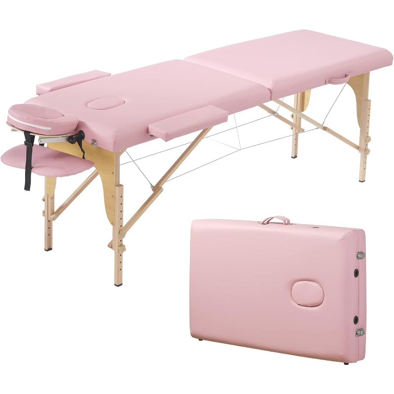 Prilinex-طاولة تدليك محمولة قابلة للطي ، سرير سبا مع حقيبة حمل ، حامل الوجه ، مسند ذراع ومنصّة يدوية ، قسمين