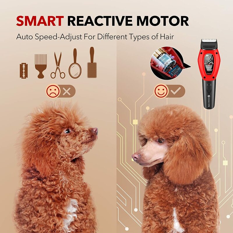 جهاز قص الشعر من دوجكير PC01 ماكينة قص وتهذيب الشعر مزودة بإضاءة LED معدات تمشيط الكلاب الأليفة ماكينة قص الشعر