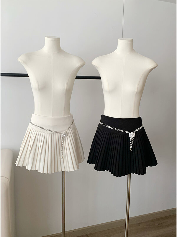 تنورة نسائية صغيرة بطيات المشمش ، تنورة عالية الخصر على شكل خط ، تنورة سوداء كلاسيكية من التسعينات ، أزياء هاراجاكو ، ملابس Y2K