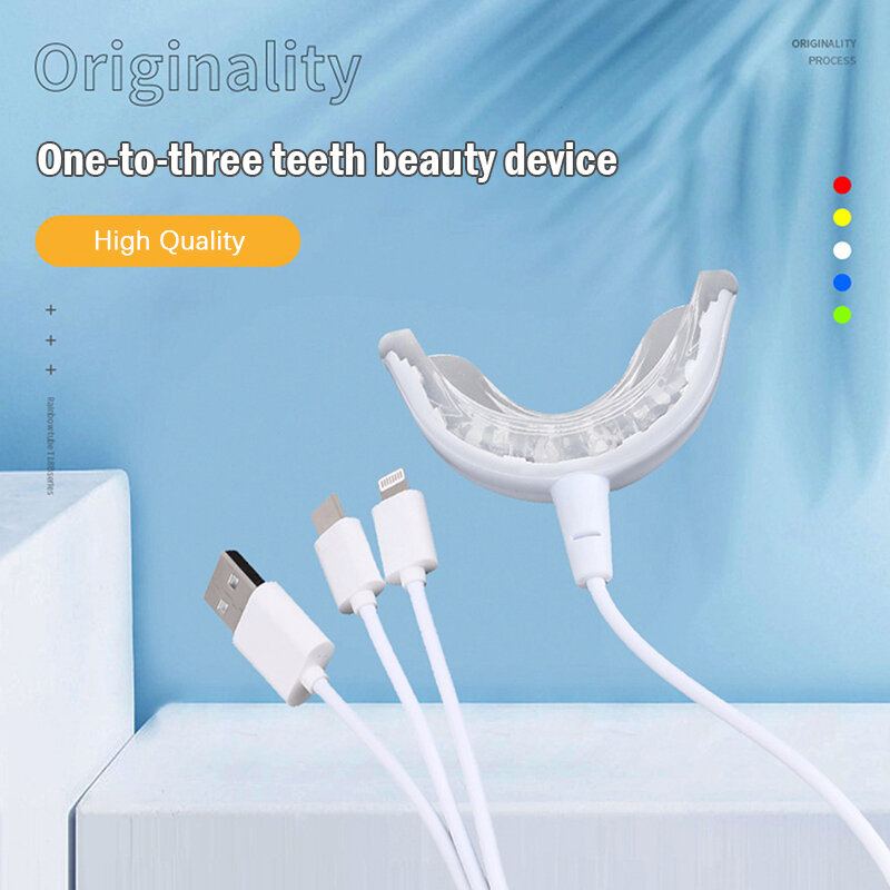 محمول USB قابلة للشحن تبييض الأسنان مصباح ، الضوء الأزرق ضوء الفم ، 3in 1 ، 16 أضواء