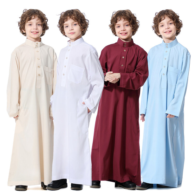عباية دبي رداء طويل للأولاد جلباب خيمار تركيا رمضان ملابس مسلمة قفطان إسلام مغربي حجاب عبايات ملابس عربية إسلامية
