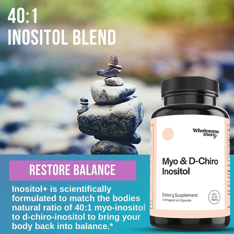 Inositol & D-Chiro Inositol مزيج | الأكثر فائدة 40:1 نسبة | توازن هرمون الإناث ودعم وظيفة المبيض صحية