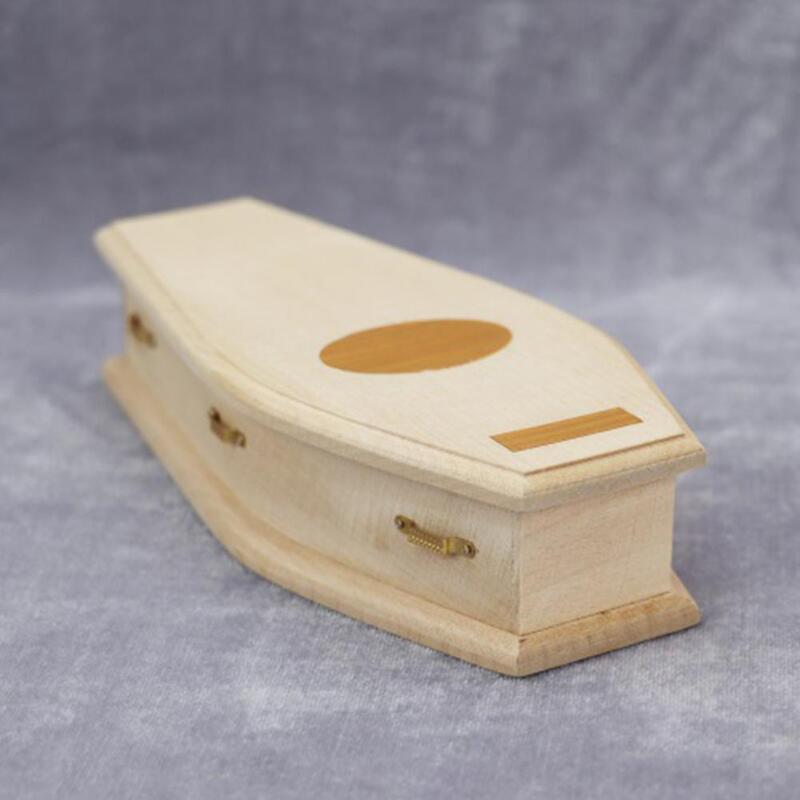 صغيرة اليدوية واقعية محاكاة تابوت خشبي دمية الديكور ل دمية المشهد تابوت صغير نعش خشبي
