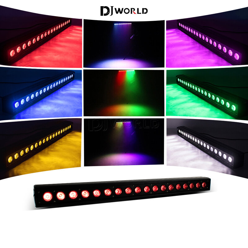 DJworld-LED مصباح غسل الجدار ، RGBW 6in 1 Bar Soundlights ، إضاءة مسرح الكاريوكي للملهى الليلي ، معدات DJ ، مصباح سباق الخيل ، 18x18w
