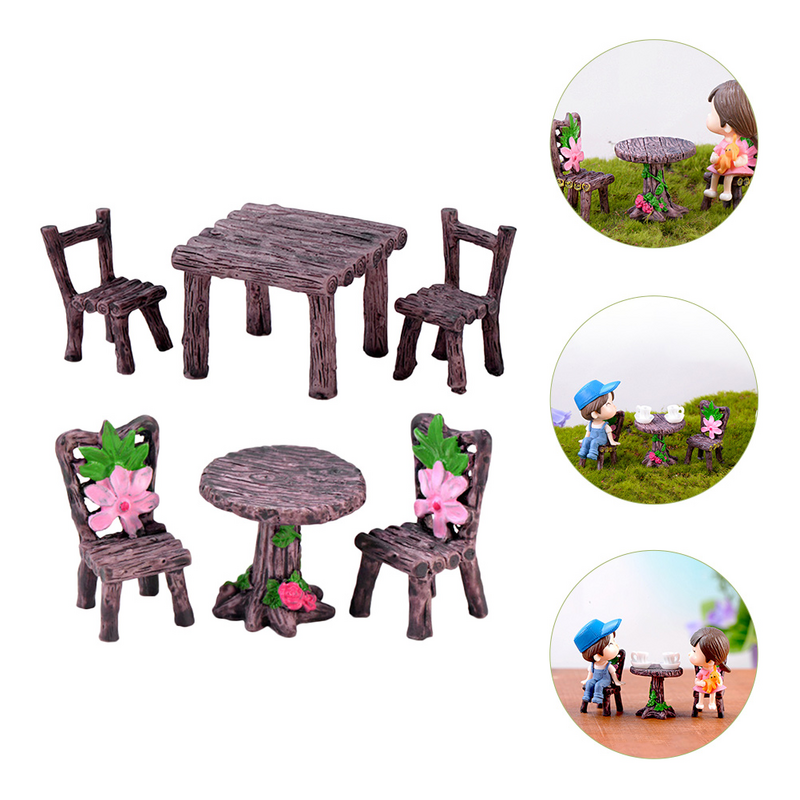 كرسي خشبي مصغر ، زينة طاولة ، مناظر طبيعية صغيرة ، إكسسوارات منزلية ، مجموعتان