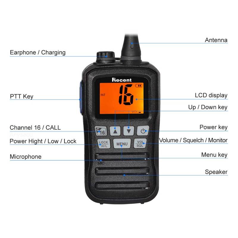 راديو بحري VHF ، IP67 مقاوم للماء ، محطة راديو عائمة محمولة باليد ، جهاز اتصال لاسلكي ، إلى من MHz