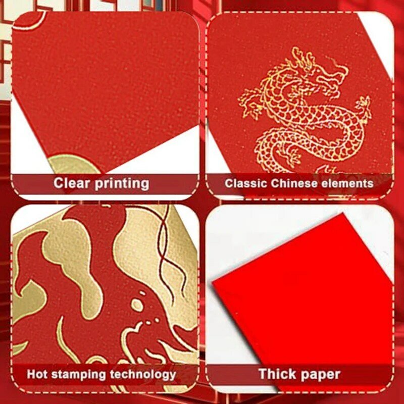 مظاريف حمراء للعام الصيني الجديد ، مهرجان الربيع ، حزم الحظ ، أموال عام التنين ، 60.