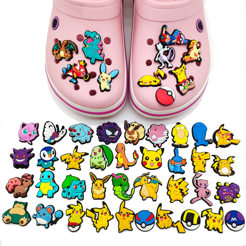 حذاء بيكاتشو من MINISO-Pokémon جذاب لقباقيب ، صندل PVC مزخرف ، إكسسوارات أحذية كرتونية ، هدايا للأصدقاء