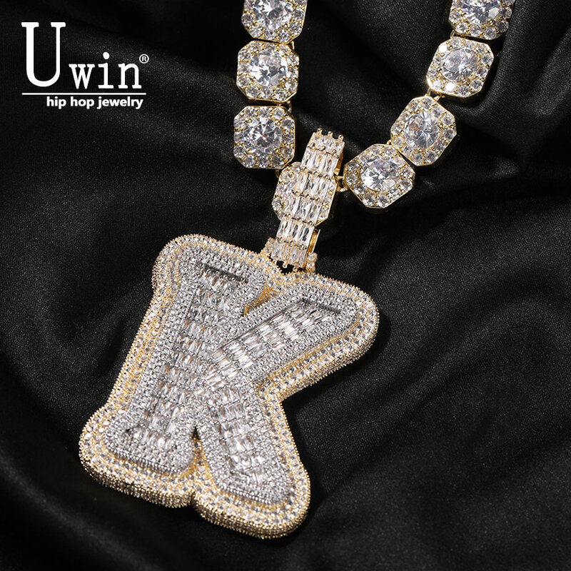 قلادة بدلاية بحروف اسم مخصصة من UWIN ، سلسلة مرصعة صغيرة ، مجوهرات بلونين ، سهلة الاستخدام