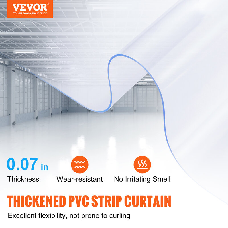 VEVOR-PVC ستارة الباب الناعمة ، شريط العزل الشفاف ، ستارة معلقة ، انزلاق يندبروف لنافذة المنزل ، شاشة المستودع