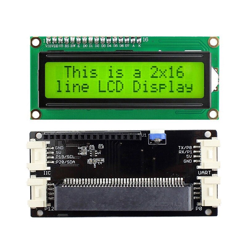 شاشة Elecrow LCD1602 للمايكرو: بت 2.0 اتصال 4 أسلاك 4 واجهة كروتيل IIC ، UART ، منفذ تناظري ومنفذ رقمي للبي بي سي