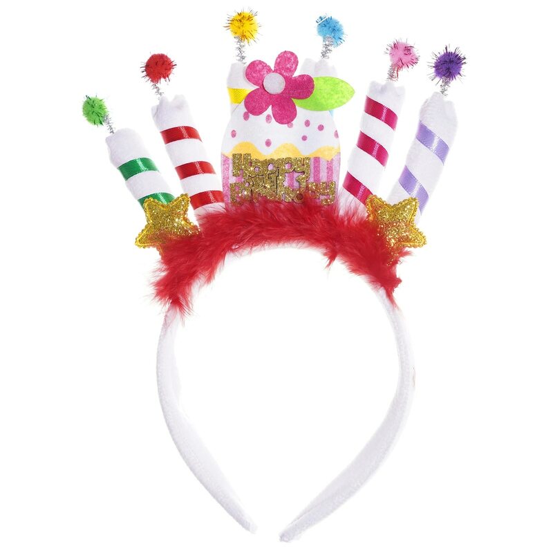 عيد ميلاد سعيد عقال Kawaii قبعة قبعات شمعة كعكة أغطية الرأس طفل الفتيات غطاء الرأس الشعر الأطواق استحمام الطفل ديكور الحفلات صور الدعائم