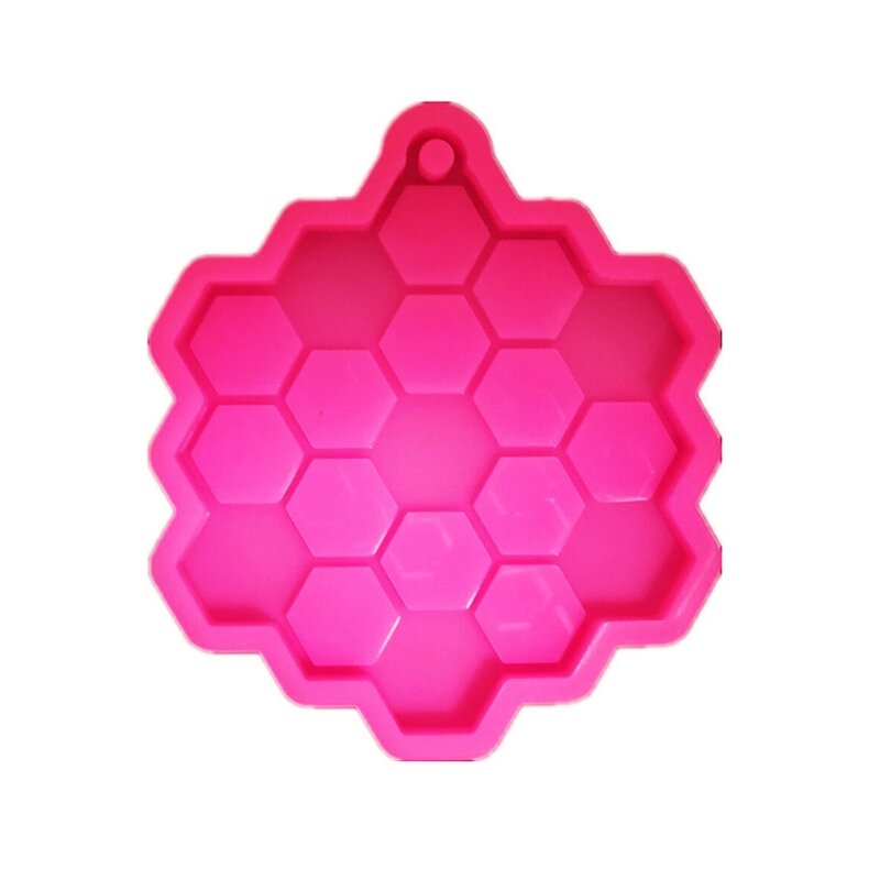 قالب زخرفي لسلسلة مفاتيح على شكل قرص العسل من راتنجات الإيبوكسي مع قالب قلادة على شكل حلقة مفاتيح