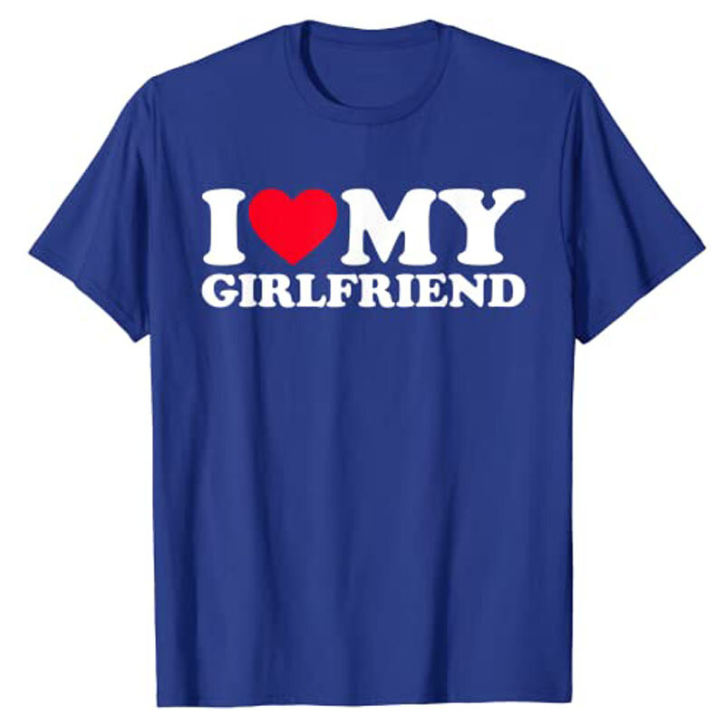 أنا أحب صديقتي قميص أنا القلب صديقتي قميص GF تي شيرت بويفريندز هدايا عيد الحب زي الجرافيك المحملة القمم