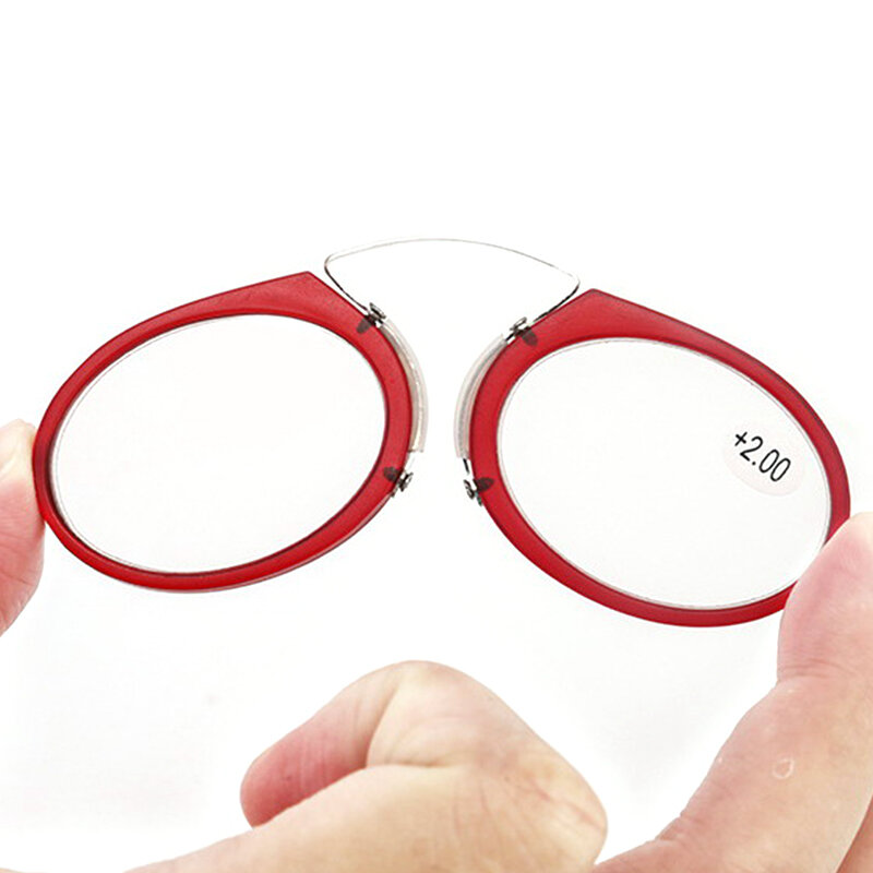 عصا على الهاتف مشبك صغير الأنف جسر نظارات للقراءة 1.0 إلى 3.5 المحمولة نظارات طويل النظر مع حافظة