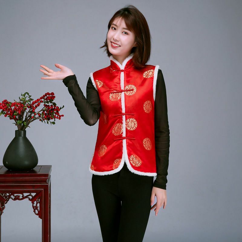 النمط الصيني الأعلى الصين السنة الجديدة الملابس التقليدية 16 لون المرأة تانغ دعوى للكبار الشتاء القطن الفراء سميكة Hanfu سترة