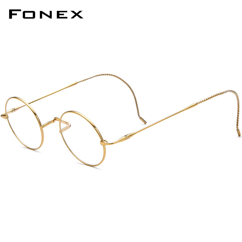 FONEX B التيتانيوم النظارات الإطار الرجال الرجعية صغيرة مستديرة وصفة النظارات النساء خمر البصرية هاري بوترز نظارات F85725