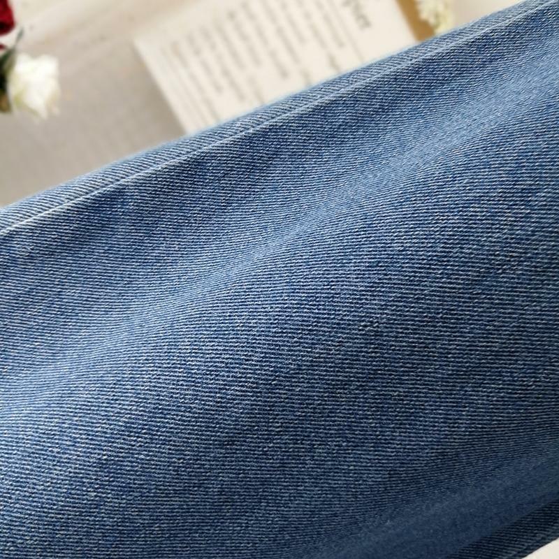 جينز نسائي أزرق بخصر عالٍ ، بنطال ساق واسعة ، بنطلون واسع النطاق ، فضفاض ، نحيف ، موضة كورية ، ربيع ، صيف ، جديد