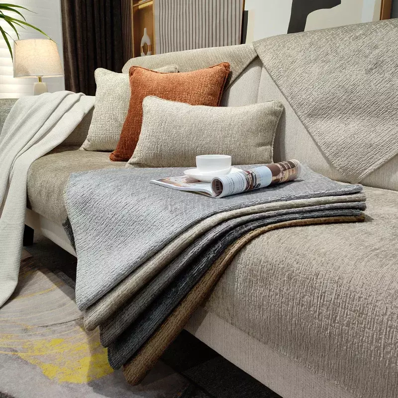 غطاء أريكة حديث أحادي اللون لغرفة المعيشة المنزلية ، غطاء أريكة عالمي مضاد للانزلاق لكل المواسم ، وسادة أريكة ، غطاء وسادة