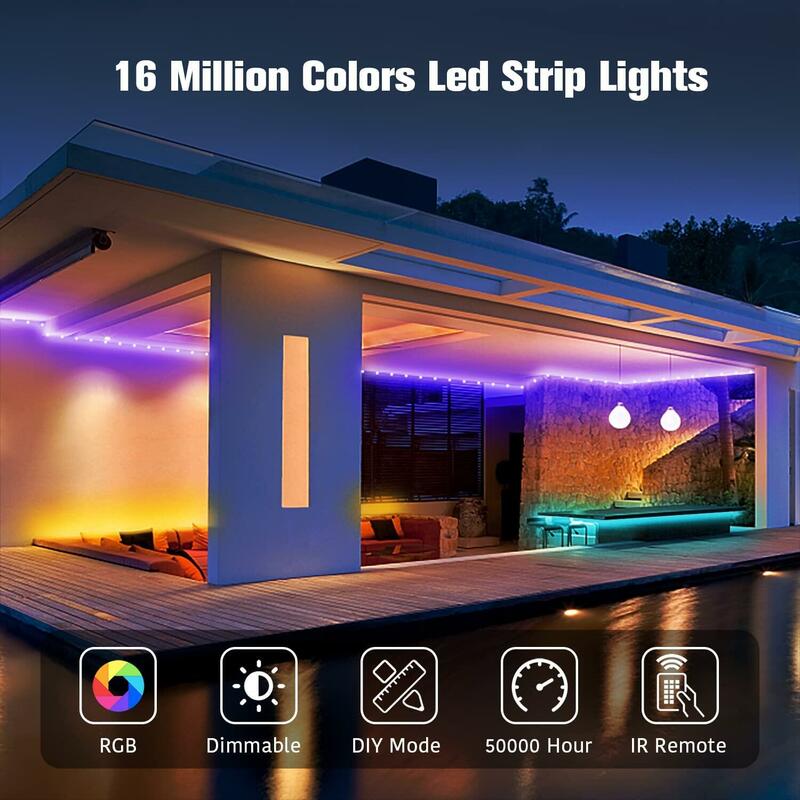 شريط إضاءة LED RGB لتزيين الغرف ، إضاءة LED ، مزامنة الموسيقى ، 16 مليون لون ، شريط Led Luces ، حفلة منزلية ، 1m-20m ، RGB