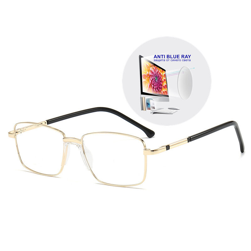 نظارات قصر النظر مخصصة بوصفة طبية-0.5 إلى-10 نظارات بإطار من خليط معدني للرجال والنساء حجب الضوء الأزرق أو العدسات الضوئية F583
