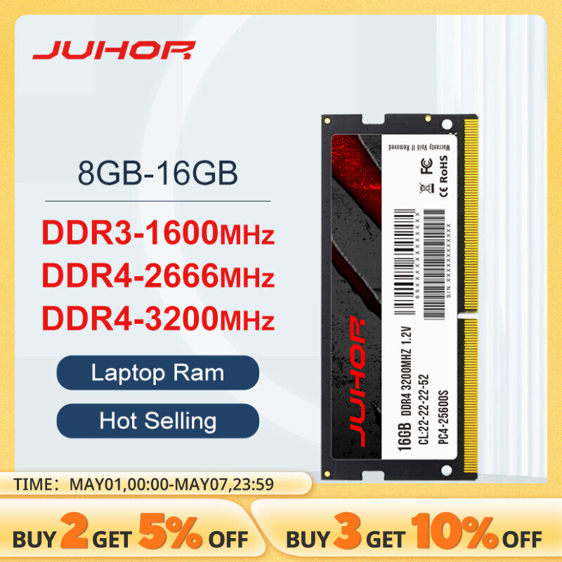 JUHOR Memoria Ram DDR4 8GB 16GB mhz mhz DDR3 8GB mhz sodimmm نوت بوك عالي الأداء ذاكرة لاب توب