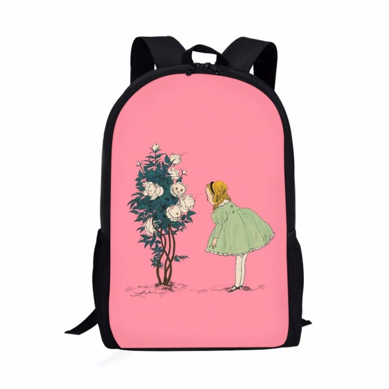 فتاة صغيرة طباعة نمط حقيبة مدرسية للأطفال ، المراهقين على ظهره سعة كبيرة ، أزياء الشباب عارضة