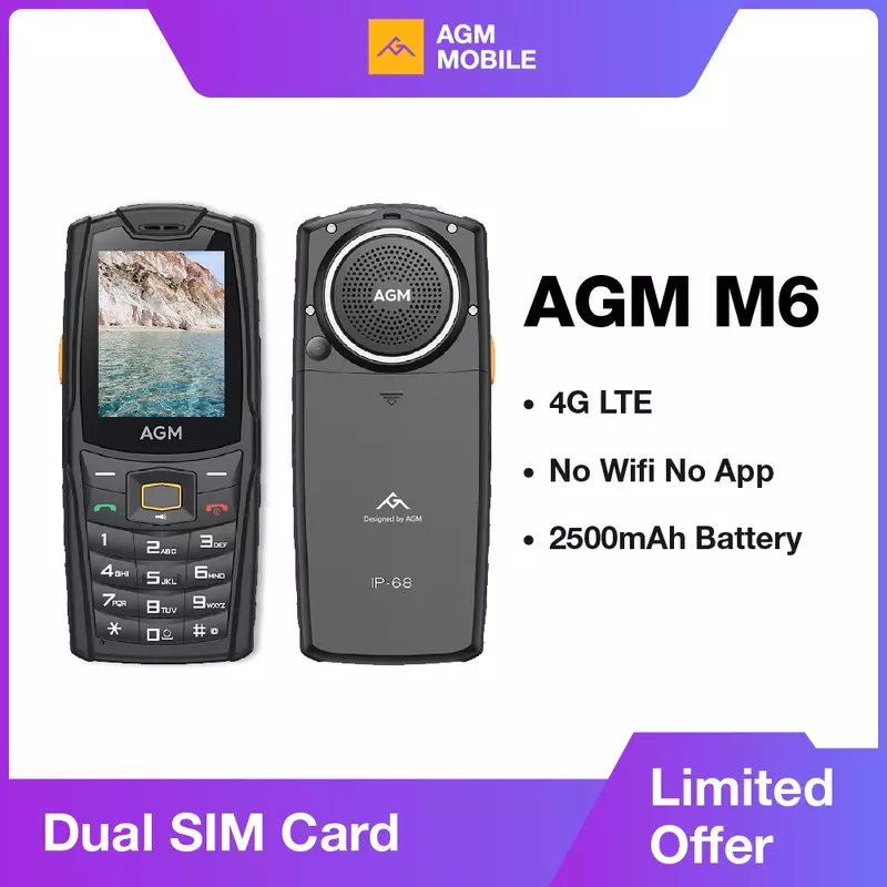 مكبر صوت قوي للهاتف ، شاشة ، بطاقة SIM مزدوجة 4G ، بطارية mAh ، BT5.1 ، راديو FM ، IP68 ، IP69K ، صديق لكبار السن ، 103dB