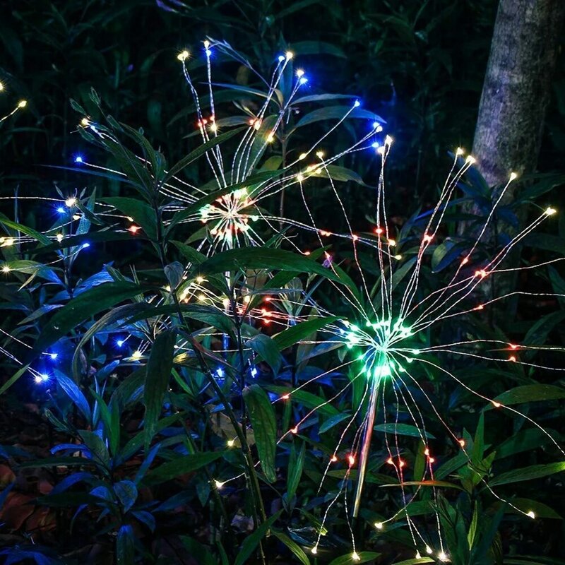 سلسلة إضاءة الألعاب النارية الشمسية متعددة الألوان مع تحكم في التشغيل والإيقاف ، ديكور الحديقة في الهواء الطلق ، أضواء بيضاء ، 1 ، من من من من من من نوع Way