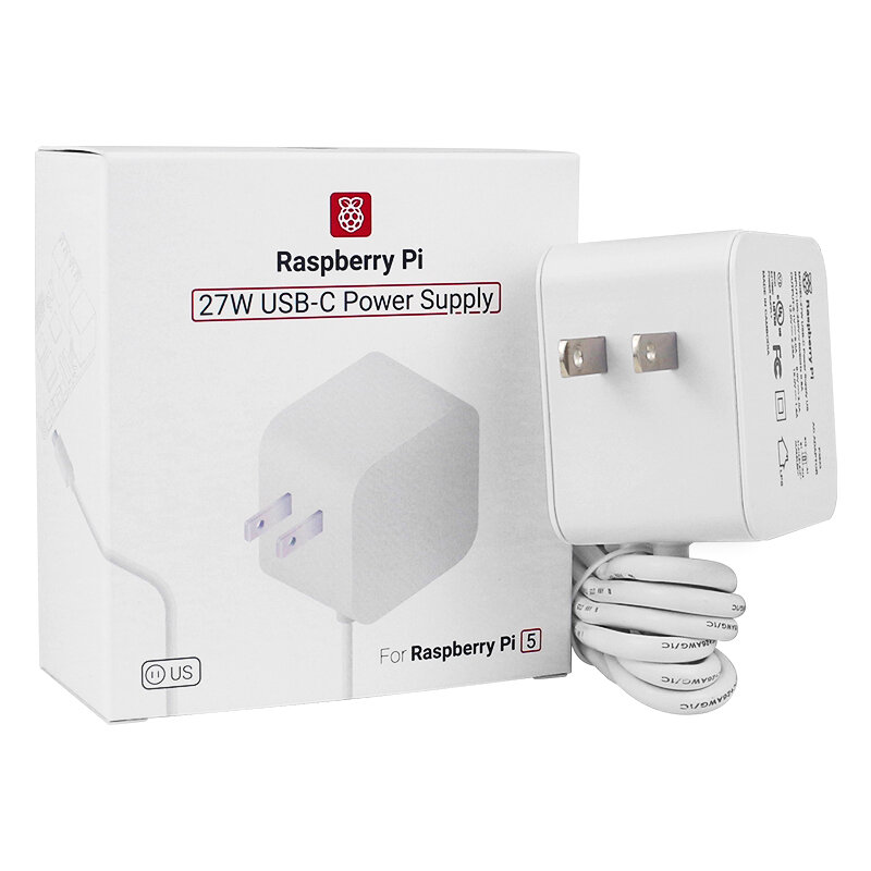Raspberry Pi-مصدر طاقة رسمي ، 27 واط ، USB-C ، 5.1 فولت ، 5A ، متوافق مع شحن PD ، الاتحاد الأوروبي ، الولايات المتحدة ، المملكة المتحدة التوصيل
