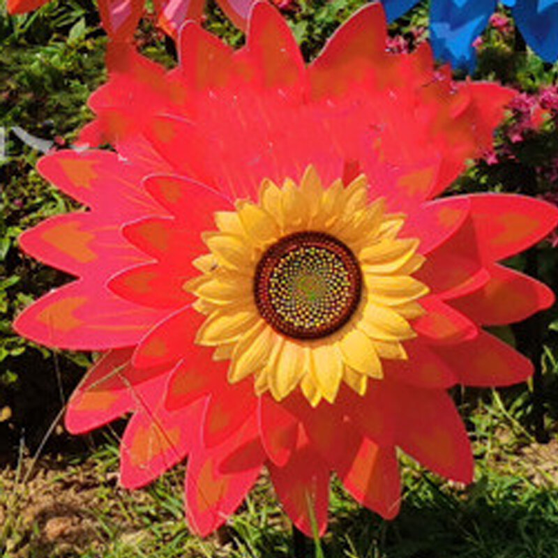 5 قطعة طبقة مزدوجة عباد الشمس الملونة Pinwheels طاحونة الرياح سبينر لعبة حديقة الحديقة حفل زفاف الديكور لون عشوائي