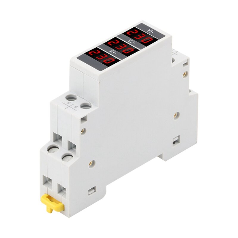 جهاز قياس الجهد الكهربائي ثلاثي الطور مثبت بالسكة الكهربائية ، قياس الفولتميتر الصغير ، مؤشر المقياس ، 18 * ، AC 80-V