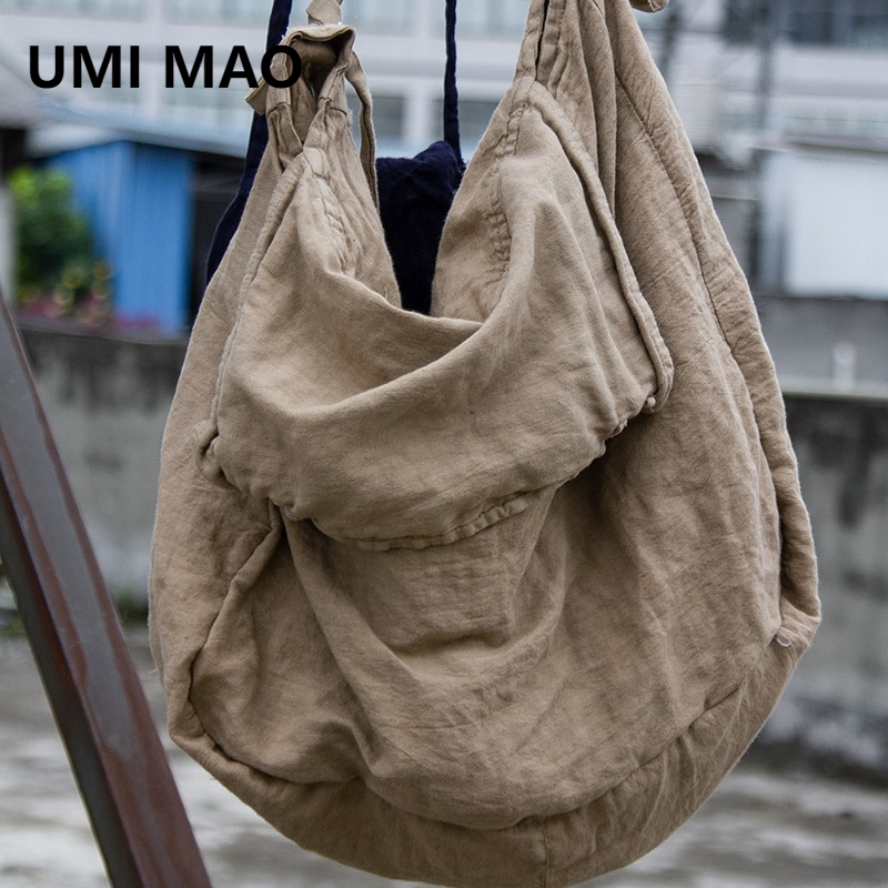 حقيبة كتان قطنية بسعة كبيرة من UMI MAO-هاراكو ، حقيبة عتيقة ، حقيبة كتف واحد غير رسمية ، أفضل حقيبة توصيل عتيقة مطابقة