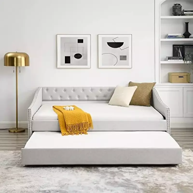 سرير نهاري معنقدة سرير مع أذرع ، بوق مزدوج الحجم ، منفوش ، بالحجم الكامل ، × × × ×