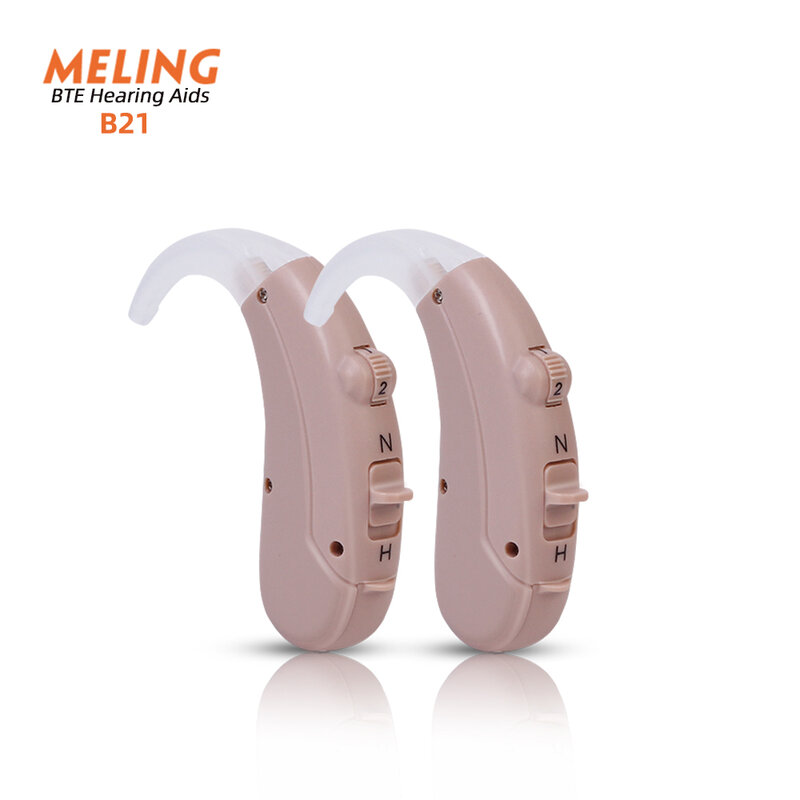 MelingB21 قوية BTE السمع مكبر للصوت للمساعدة للكبار كبار السن السمع مساعدة الصوت جهاز مع سماعات الأذن صوت محسن PASD