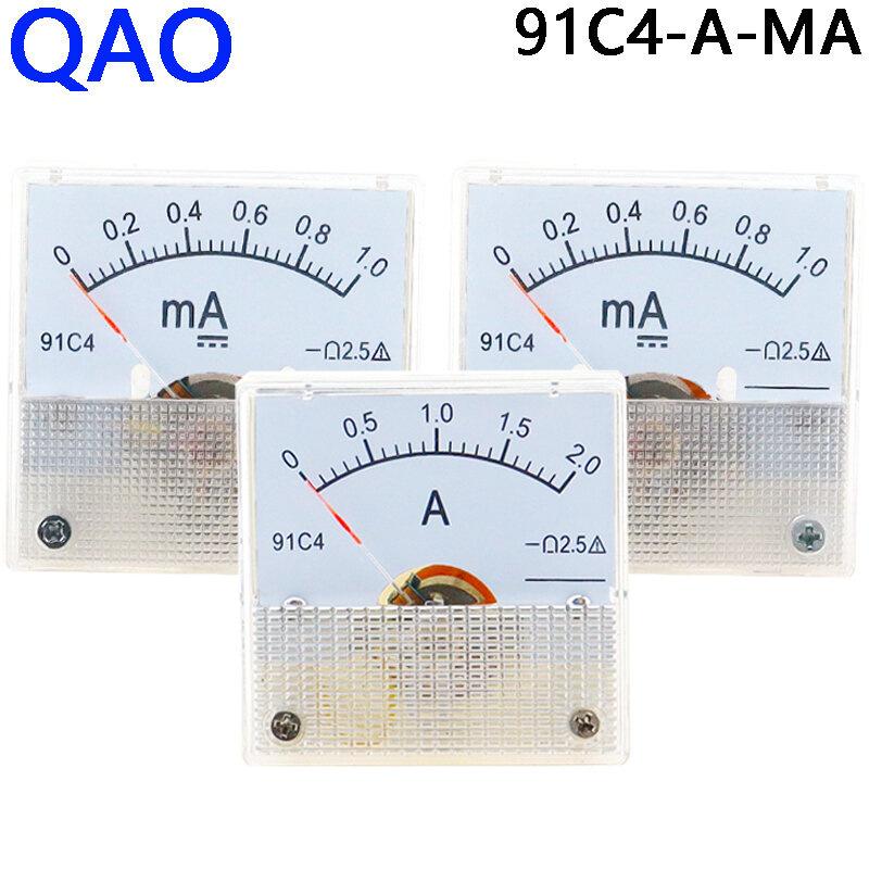 91C4 مقياس التيار الكهربائي DC التناظرية 1A 2A 3A 5A 10A 20A 30A 50A 100A 200A 300A 500A لوحة الميكانيكية مؤشر نوع امبير متر الحالي متر