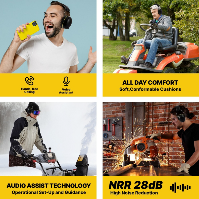 30dB SNR سماعات حماية السمع مع بلوتوث قابلة للشحن للحد من الضوضاء السلامة يفشل الأذن اللاسلكية حامي السمع