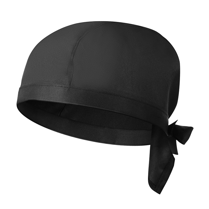قبعة القراصنة طاه مع ربطة عنق الظهر ، قبعة النادل الموحدة ، قبعة شواء المخابز ، مطعم كوك قبعة العمل ، أسود