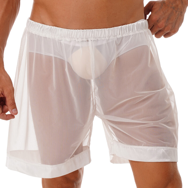ملابس داخلية رجالية شبكية شفافة فضفاضة تناسب الملاكم السراويل صالة الذكور شفافة ملابس داخلية السباحة جذوع الصيف ملابس الشاطئ